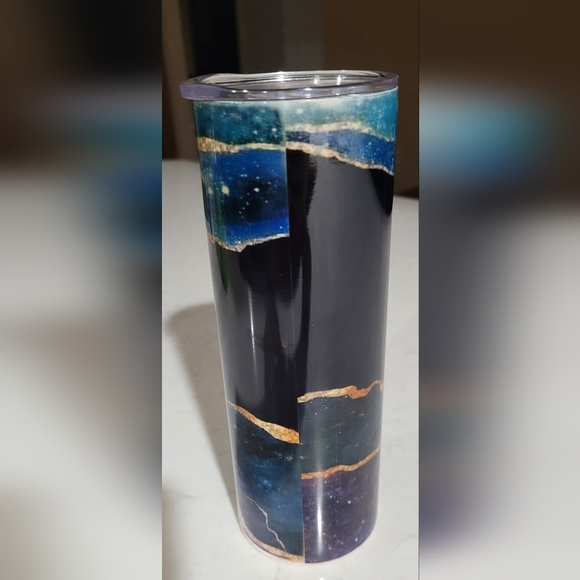 🔥2For$20  Tumbler "Perfectly Imperfect" Purple, Blue, Black, Gold Marbled - Picture 4 of 10